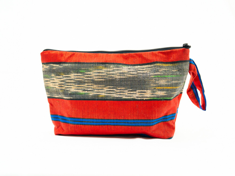 インドネシア イカット ポーチ 小物入れ テヌン 絣織 民族柄 エスニック アジアン雑貨 化粧ポーチ コスメポーチ ガジェットケース ハンドメイド ストラップ付き クラッチバッグ ギフト 贈り物